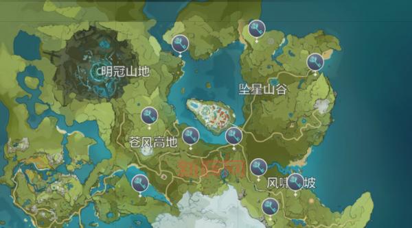 原神蒙德地灵龛分布图及其钥匙位置详解，萌新必看！
