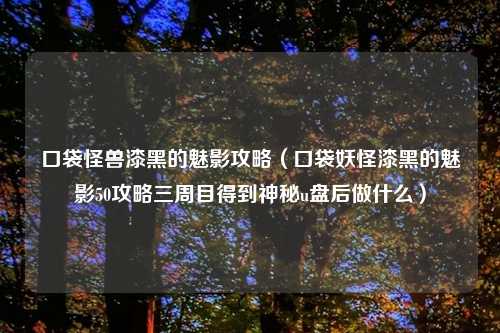 口袋怪兽漆黑的魅影攻略（口袋妖怪漆黑的魅影50攻略三周目得到神秘u盘后做什么）