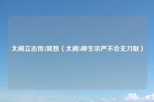 太阁立志传5冥想（太阁5柳生宗严不会无刀取）