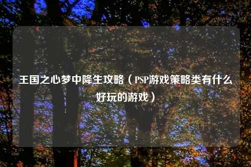 王国之心梦中降生攻略(PSP游戏策略类有什么好玩的游戏)