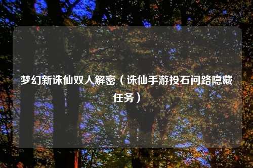 梦幻新诛仙双人解密（诛仙手游投石问路隐藏任务）