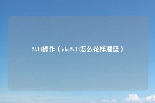 2k14操作（nba2k14怎么花样灌篮）