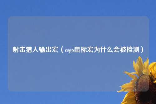 射击猎人输出宏（csgo鼠标宏为什么会被检测）