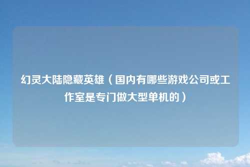 幻灵大陆隐藏英雄（国内有哪些游戏公司或工作室是专门做大型单机的）