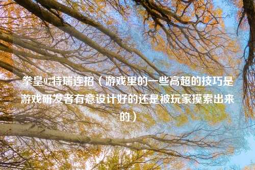 拳皇97特瑞连招（游戏里的一些高超的技巧是游戏研发者有意设计好的还是被玩家摸索出来的）