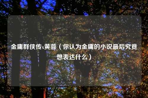金庸群侠传x黄蓉（你认为金庸的小说最后究竟想表达什么）