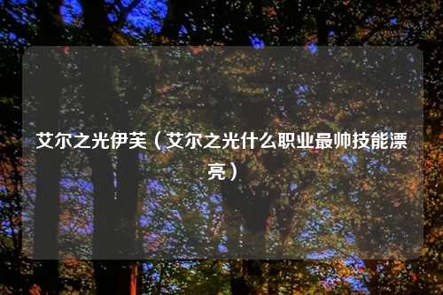 艾尔之光伊芙（艾尔之光什么职业最帅技能漂亮）