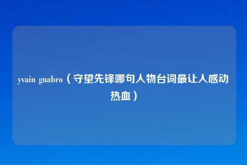 yvain gnabro(守望先锋哪句人物台词最让人感动热血)