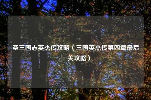 圣三国志英杰传攻略（三国英杰传第四章最后一关攻略）