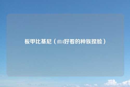 板甲比基尼（ff14好看的种族捏脸）