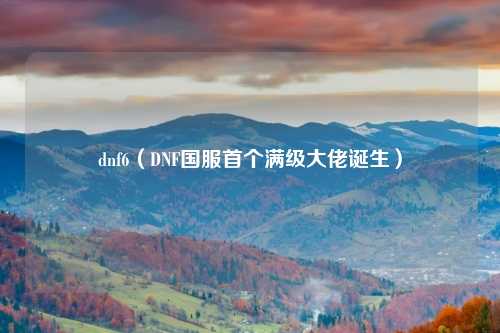 dnf6（DNF国服首个满级大佬诞生）