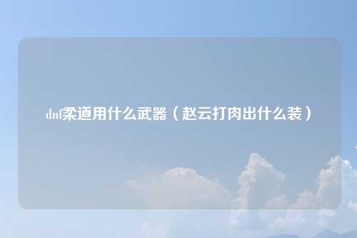 dnf柔道用什么武器（赵云打肉出什么装）