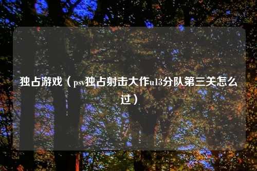 独占游戏（psv独占射击大作u13分队第三关怎么过）