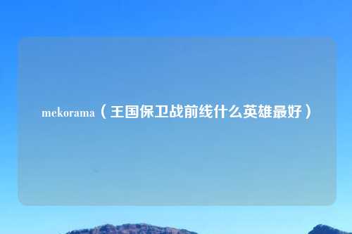 mekorama(王国保卫战前线什么英雄最好)