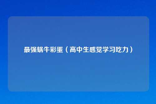 最强蜗牛彩蛋（高中生感觉学习吃力）