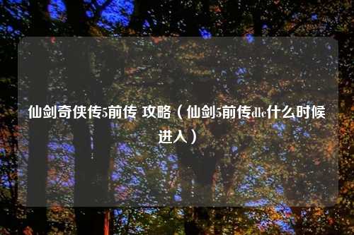 仙剑奇侠传5前传 攻略（仙剑5前传dlc什么时候进入）