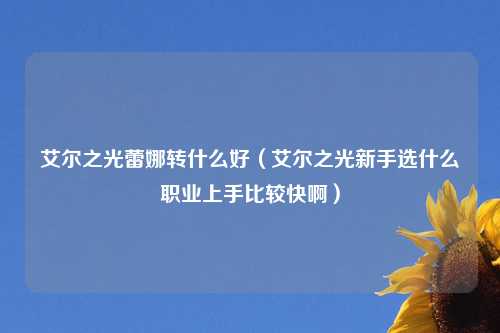 艾尔之光蕾娜转什么好（艾尔之光新手选什么职业上手比较快啊）
