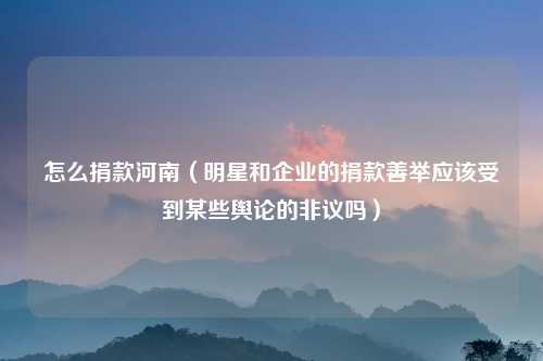 怎么捐款河南(明星和企业的捐款善举应该受到某些舆论的非议吗)