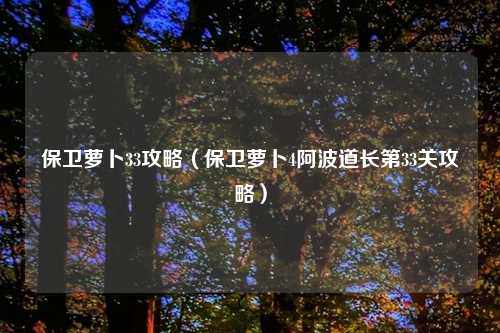 保卫萝卜33攻略（保卫萝卜4阿波道长第33关攻略）