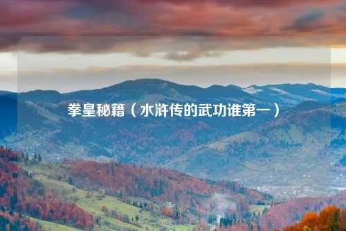 拳皇秘籍（水浒传的武功谁第一）