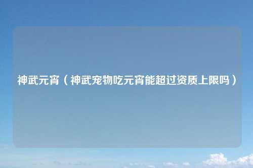 神武元宵（神武宠物吃元宵能超过资质上限吗）
