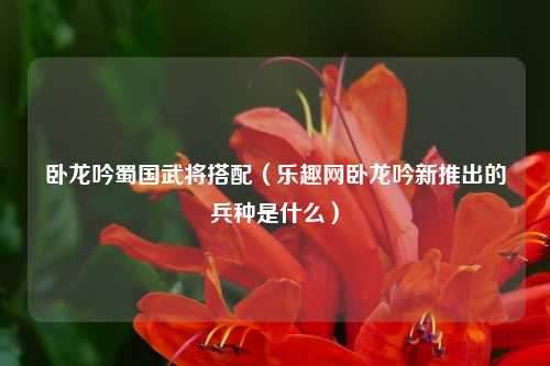 卧龙吟蜀国武将搭配（乐趣网卧龙吟新推出的兵种是什么）