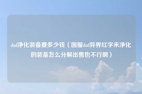 dnf净化装备要多少钱（国服dnf异界红字未净化的装备怎么分解出售也不行啊）
