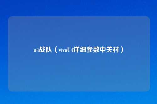 u4战队（vivoU4详细参数中关村）