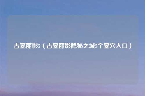 古墓丽影5（古墓丽影隐秘之城5个墓穴入口）