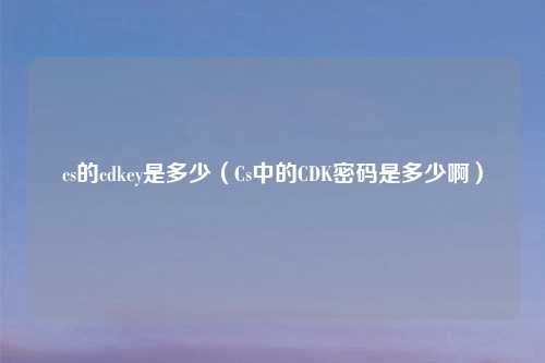 cs的cdkey是多少（Cs中的CDK密码是多少啊）