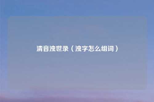 清音浊世录（浊字怎么组词）