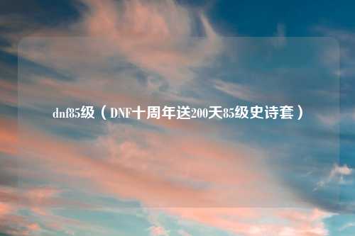 dnf85级（DNF十周年送200天85级史诗套）