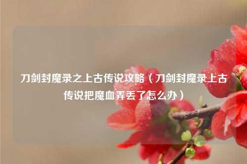 刀剑封魔录之上古传说攻略（刀剑封魔录上古传说把魔血弄丢了怎么办）