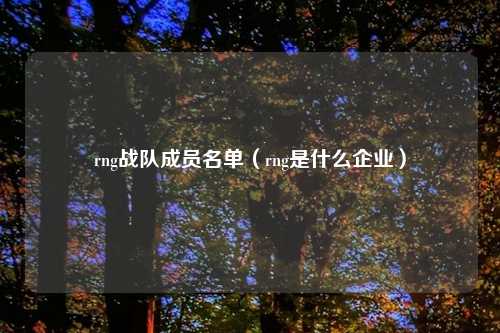 rng战队成员名单（rng是什么企业）