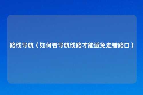 路线导航（如何看导航线路才能避免走错路口）
