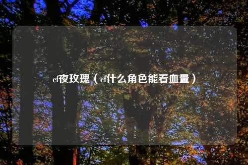 cf夜玫瑰（cf什么角色能看血量）