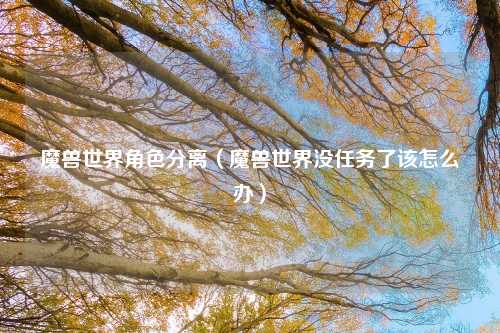 魔兽世界角色分离（魔兽世界没任务了该怎么办）