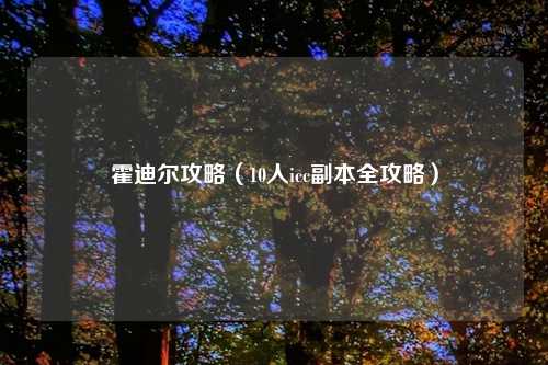 霍迪尔攻略(10人icc副本全攻略)