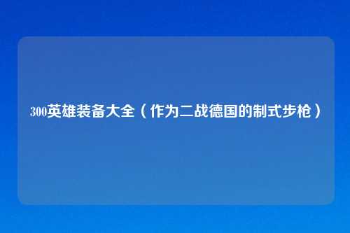 300英雄装备大全（作为二战德国的制式步枪）