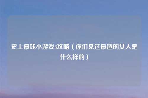 史上最贱小游戏3攻略（你们见过最渣的女人是什么样的）