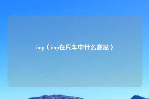 imp（imp在汽车中什么意思）