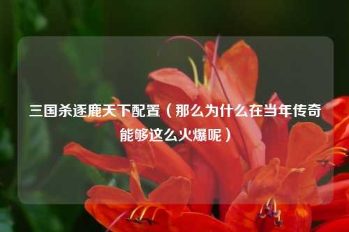 三国杀逐鹿天下配置（那么为什么在当年传奇能够这么火爆呢）