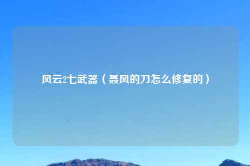 风云2七武器（聂风的刀怎么修复的）