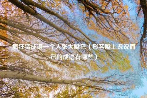 疯狂猜成语一个人张大嘴巴（形容嘴上说说而已的成语有哪些）