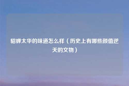 貂蝉太华的味道怎么样（历史上有哪些颜值逆天的文物）