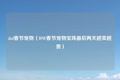 dnf春节宠物（DNF春节宠物宝珠最后两天越卖越贵）