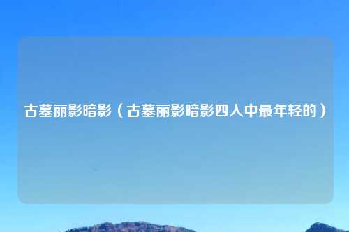 古墓丽影暗影（古墓丽影暗影四人中最年轻的）