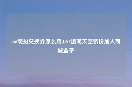 dnf装扮兑换券怎么用,DNF透明天空装扮加入商城盒子