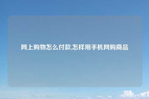 网上购物怎么付款,怎样用手机网购商品