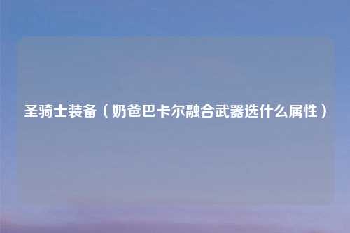 圣骑士装备（奶爸巴卡尔融合武器选什么属性）